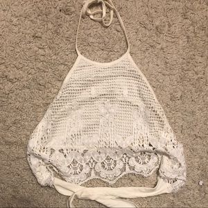 Express white crochet halter top